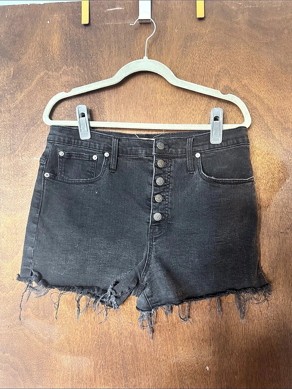 Madewell The Perfect Jean Short Frayed Jean Shorts Black Waist 32